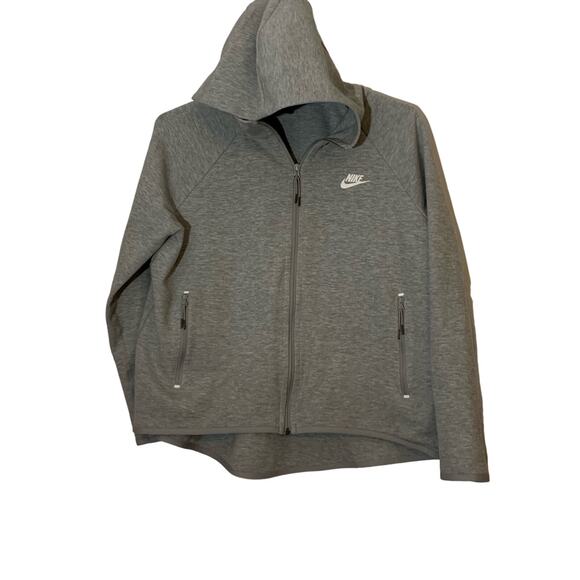 Nike Tech Women's Size Large Gray/White Hooded Full Zip Athletic Jacket - Picture 1 of 6